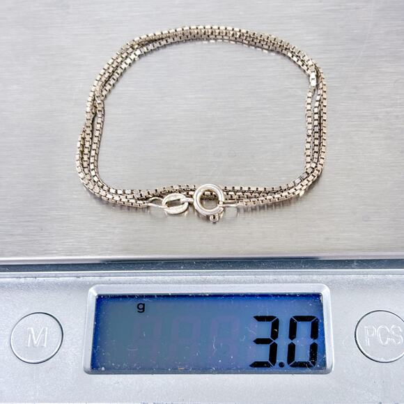 Vintage Sterling Silver 925 Box Chain Necklace 16.5" - Picture 3 of 3